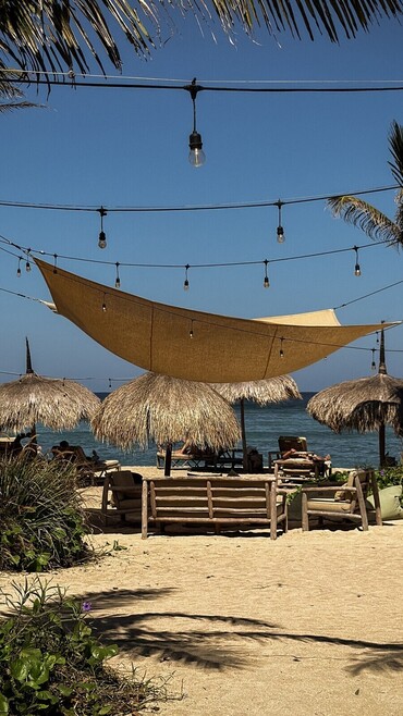 The beachfront terrace on Jalan Mawun where the wine list is served